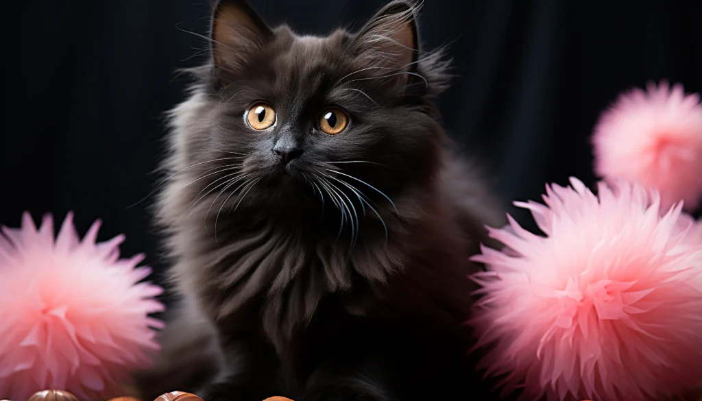 long haired black cat